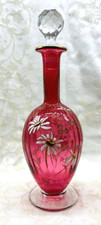 LEGRAS ENAMELLED GLASS CARAFE BOUTEILLE EMAILLE FLEURS MARGUERITES ART NOUVEAU
