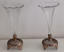 PAIRE DE VASE SOLIFLORE ... CORNET ... MONTURE EN METAL ... EPOQUE NAPOLEON III