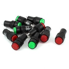 10 PC AC 220V 12mm Rouge Vert