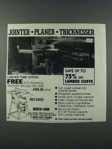 1986 emco rex 2000 jointer - 1986,