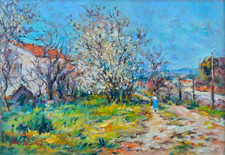 AGOSTINI Max (1914-1997) "Chemin en Provence" Aubagne Allauch Paris Campagne Aix