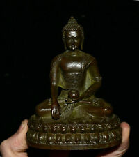 10CM Old Tibeten Buddhism Bronze Shakyamuni Sakyamuni Amitabha Buddha Statue