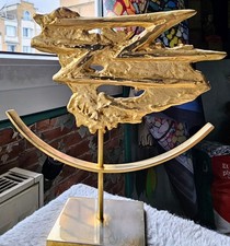 Philippe CHEVERNY, d'après. Signe du zodiaque, sculpture en métal doré