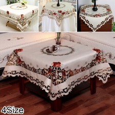 Blanc Vintage Brod?? Nappe Couverture Floral Dentelle Coton Table Tissu Carr??
