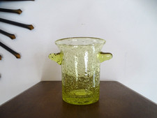 Seau à glace / glacons verre soufflé bullé verrerie de BIOT vert pomme