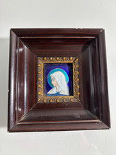 Portrait miniature sur sur cuivre émaillé Vierge Marie Georges Papault