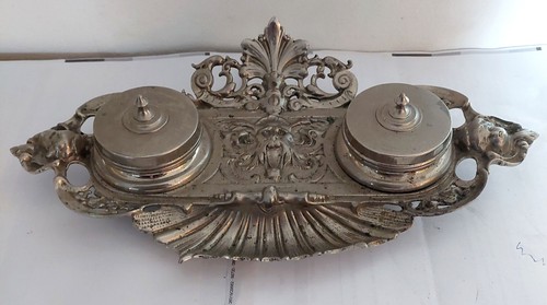 Encrier bronze argenté - en,
