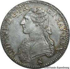B1515 Rare France Ecu Louis XVI 1790 A Paris 1er sem Argent Silver UNC