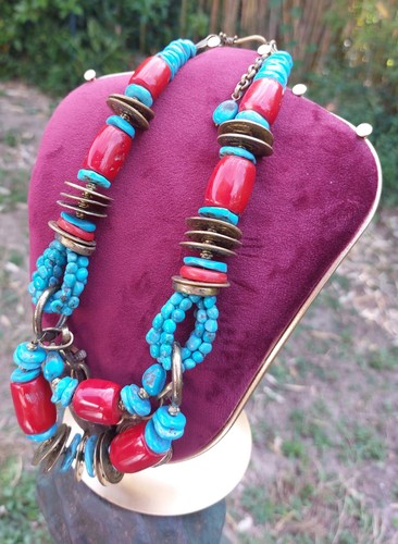 Ancien collier ethnique lourd - ancien,