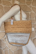 Sac cabas en jute beige et
