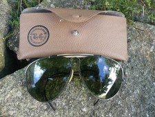RAY BAN AVIATOR "BL" monture noir verres gravés BL avec étui bon état COLLECTOR