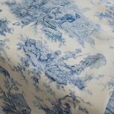 Toile de Jouy coton Histoire d'Eau Bleu - Maison Thévenon [au demi-mètre]