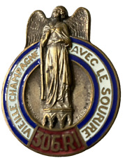 VIEL INSIGNE MILITAIRE INFANTERIE : " 306° R.I. "  MOURGEON DOS LISSE 2 ANNEAUX