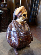 POT A TABAC en grès de Beauvaisis émaillé  début 20em  " Le gros turc "