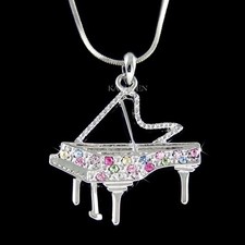 Arc-en-Ciel Piano Avec Cristal Swarovski Music Instrument Musical Collier Cadeau
