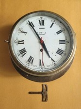 Rare Ancienne Horloge de Marine SEWILL Liverpool England Bateau Clé Fonctionne