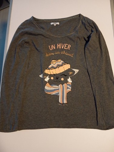 Shirt gris avec motif - t-shirt,