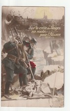 FANTAISIE - GUERRE - PATRIOTIQUE - Carte postale Soldats sur la Crete des Vosges