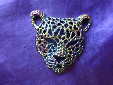 Pendentif panthère en laiton Violet vert doré 5 cm N° 2523