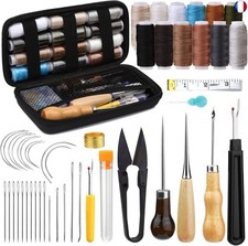 Kit de couture en cuir, 48 pièces haute performance avec aiguilles à coudre, a