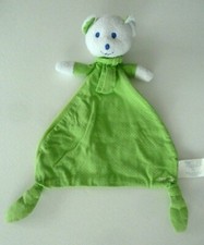 *. DOUDOU PLAT TRIANGLE MUSTI DE MUSTELA OURS VERT POIS BLANC EXCELLENT ETAT