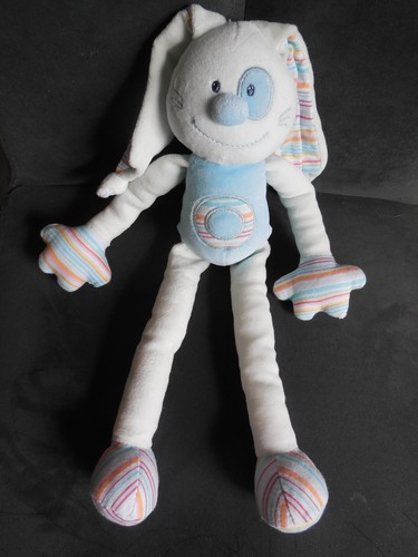 Doudou peluche lapin bleu