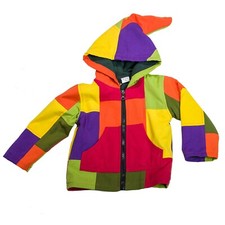 Veste patchwork enfant avec capuche zippée Goa hippie lutin