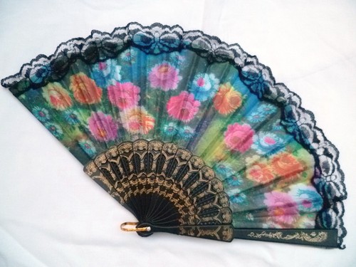 Eventail tissu dentelle - eventail,