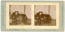 STEREO Personnages assis dans une salle de palais ou mairie, circa 1900 Vintage 
