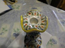 bougeoir porcelaine vieux rouen hauteur 27,5cm socle 12x12cm