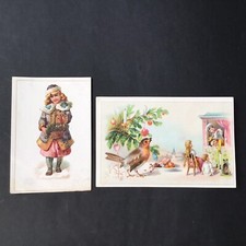 NOEL 2 Chromos Sapin Guignol Fin XIXè French Victorian Christmas Scrap 19thC