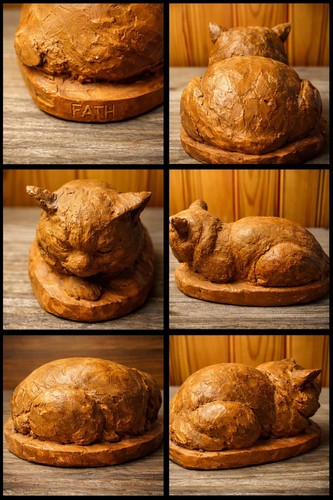 Sculpture chat terre - chat, cuite