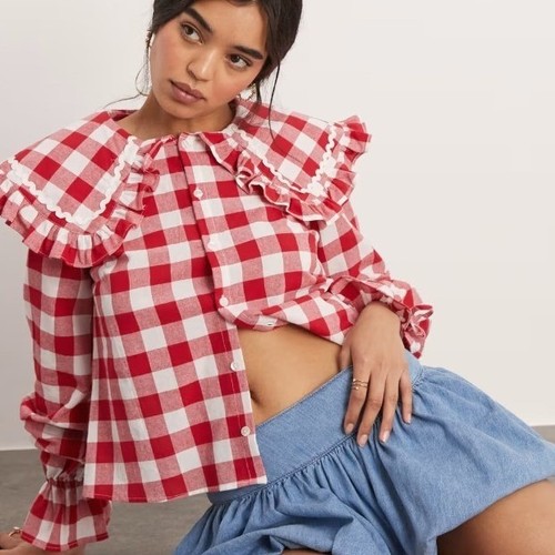 Asos gingham oversized collar - gingham,