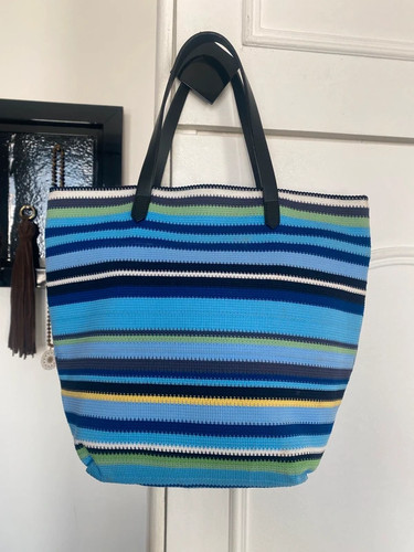 Sac tissu rayures bleues - en,