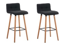 Lot de 2 Tabourets de Bar Lincoln en Tissu Pieds en Bois et repose-pieds Métal
