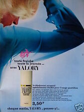 PUBLICITÉ DE PRESSE 1967 YALORY DÉODORANT CORPOREL DE MIXA - ADVERTISING