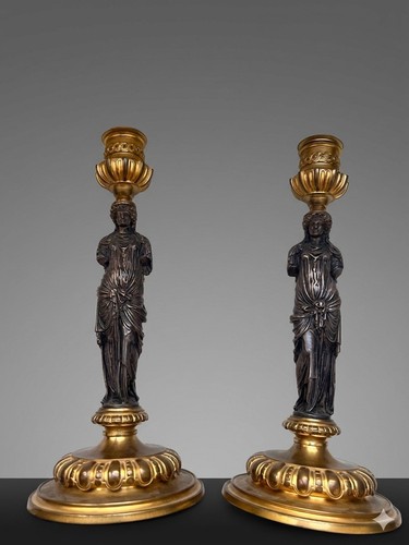 Rare paire bougeoirs ferdinand - bougeoirs,