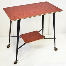 TABLE TELE DESSERTE ROULANTE VINTAGE 1960 EN ACIER FUSELE & SKAI 60S 1960S