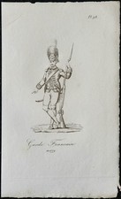 1831 - Uniforme de la Garde française (1779) - Gravure ancienne militaire
