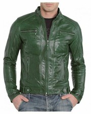 Veste en cuir vert pour