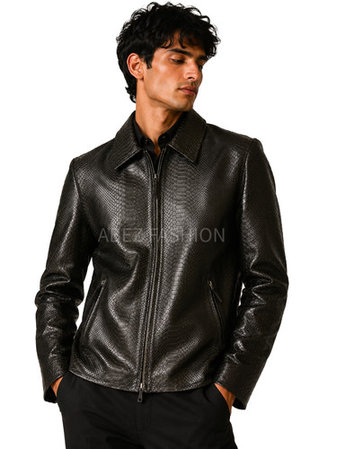 Veste cuir imprimé python - veste, en