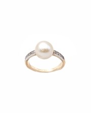 Bague solitaire perle fine en
