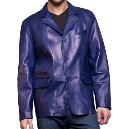 Blazer homme cuir bleu peau - homme,
