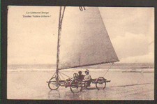 OOSTENDE (BELGIQUE) CHAR à VOILE en tres gros plan en 1920