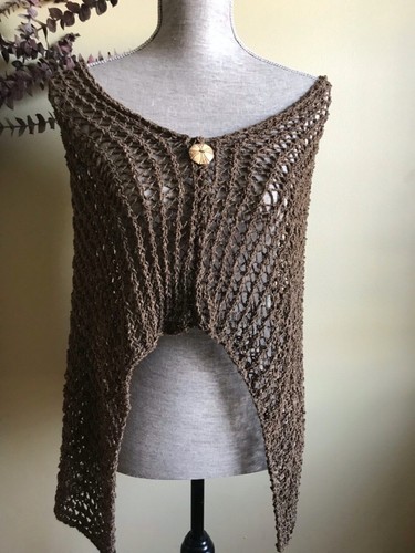 Knitted sweater poncho brown - sweater,