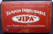 Ancienne Boite en métal JIPA Tampon Inépuisable pour Timbres en Caoutchouc 