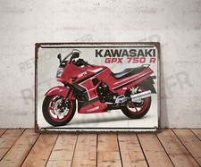 Plaque métal vintage Kawasaki GPX 750 Enseigne Garage Décoration moto Déco kawa