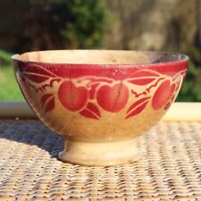 Ancien bol patiné en faïence Hamage Nord / Moulin des Loups motif cerises