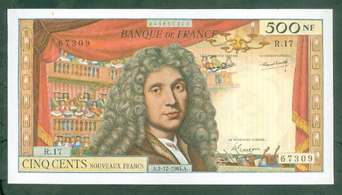 Rare billet 500nf molière - billet, de