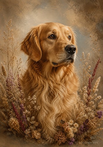 Golden retriever portrait - golden,